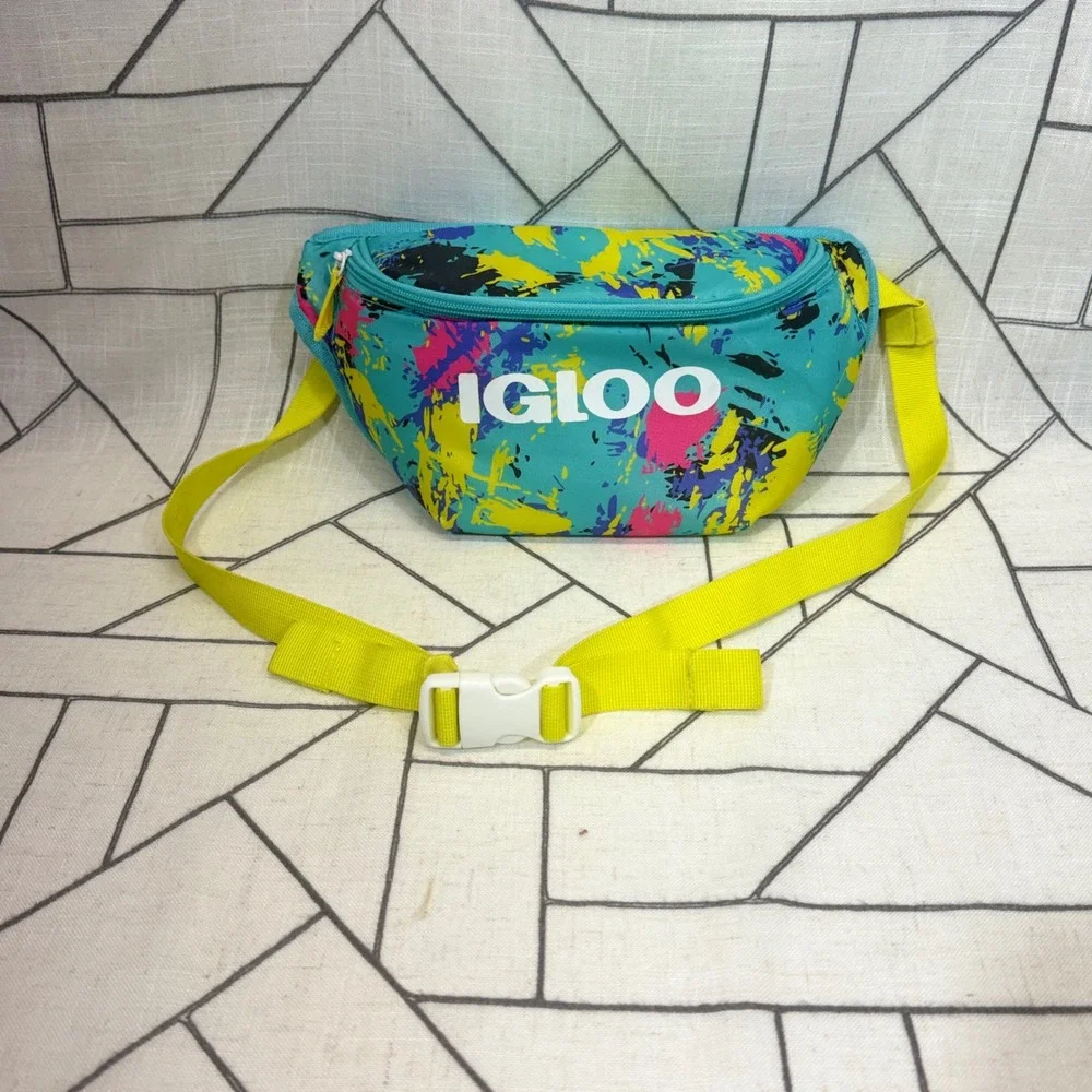 Igloo Insulated Fanny Pack OS Teal Retro Splash 90s Style Cooler Bag 00162514
